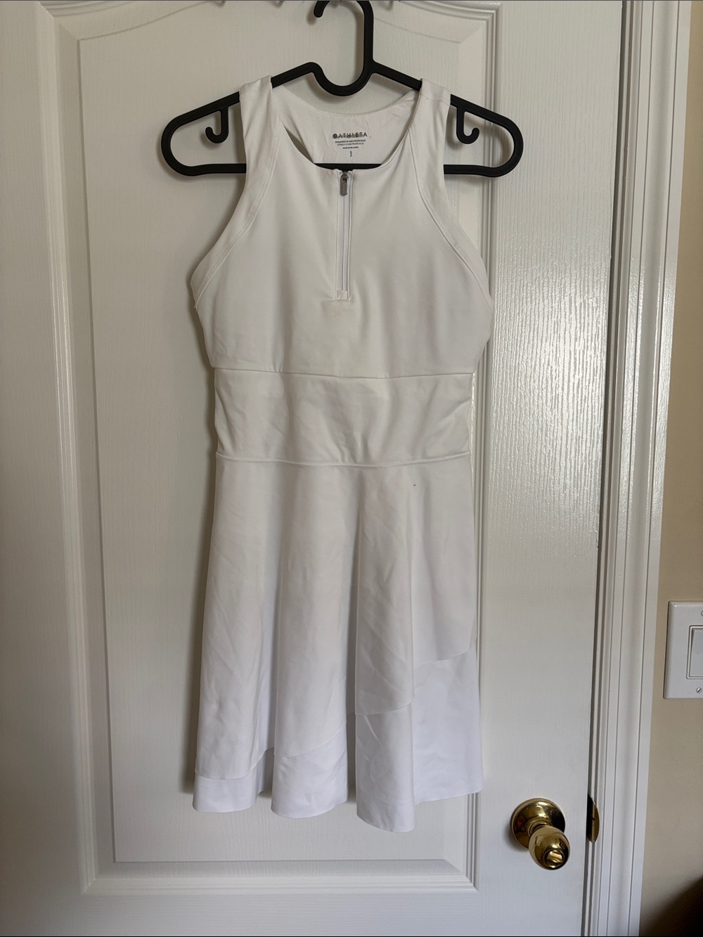 Athleta White Break Point Tennis Sleeveless Zip-Front Fit & Flare Dress